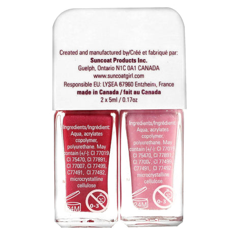 SuncoatGirl, Sweeties Nail Polish Duo Set, Soft Pink & Soft Glitter Pink, 2 Piece Set - Supply Center USA