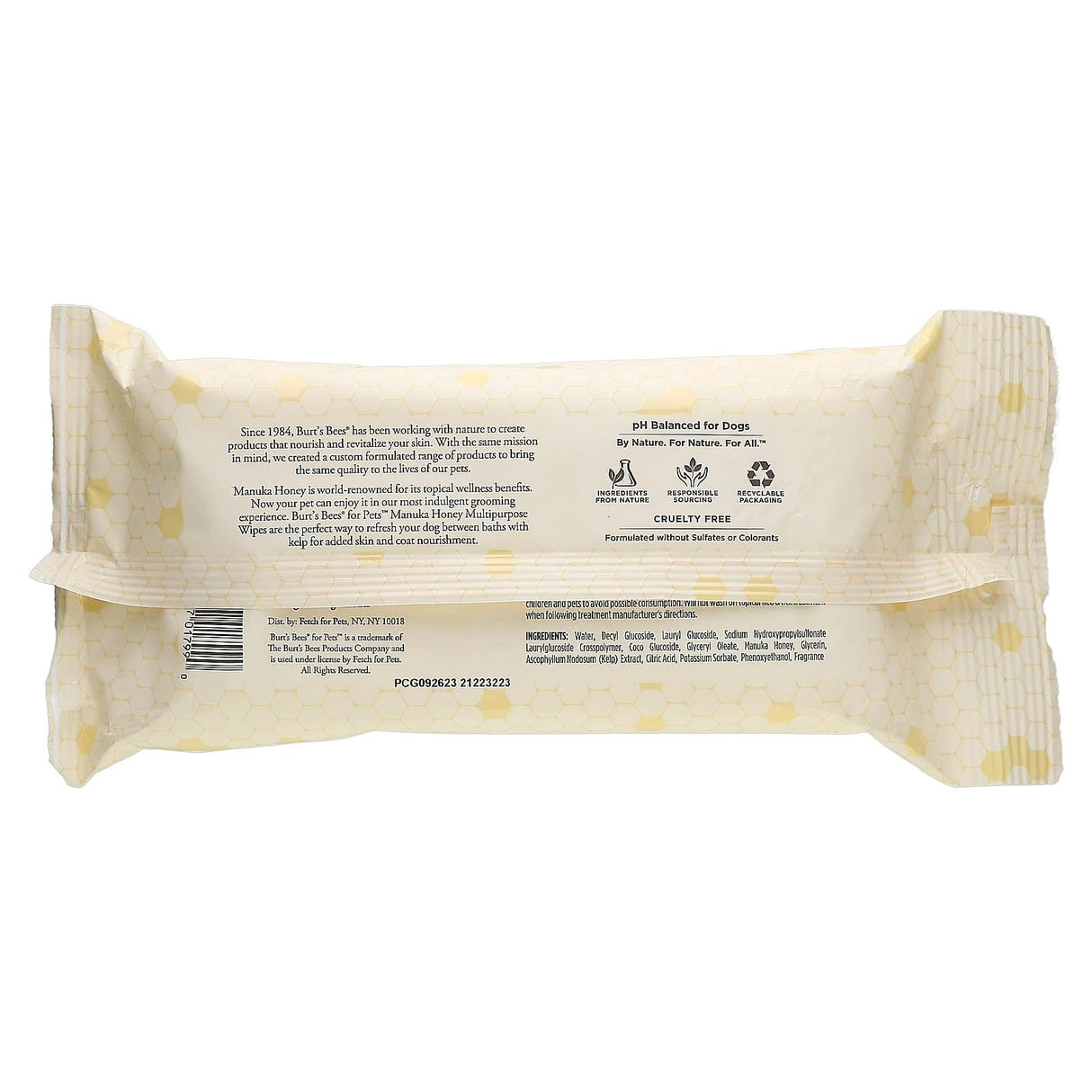 Burt's Bees, Manuka Honey Multipurpose Wipes with Kelp, For Dogs, Milk & Honey, 50 Wipes - Supply Center USA