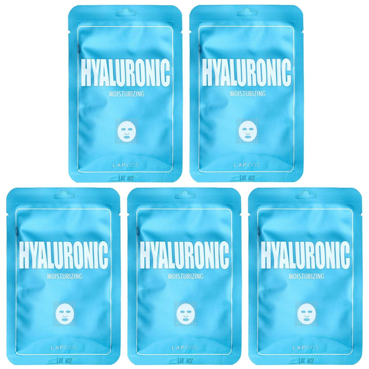 Lapcos, Hyaluronic Moisturizing Sheet Mask Set, 5 Sheets, 0.84 fl oz (25 ml) Each - Supply Center USA