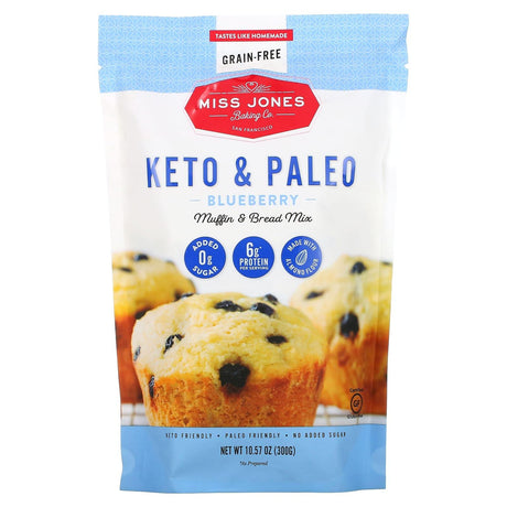 Miss Jones Baking Co, Keto & Paleo Blueberry Muffin & Bread Mix, 10.57 oz (300 g) - Supply Center USA