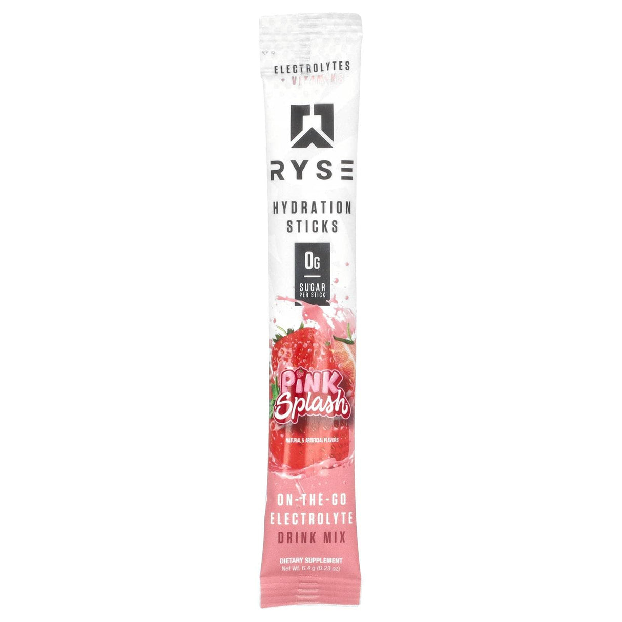 RYSE, Hydration, On-The-Go Electrolyte Drink Mix, Pink Splash, 16 Sticks, 0.23 oz (6.4 g) Each - Supply Center USA