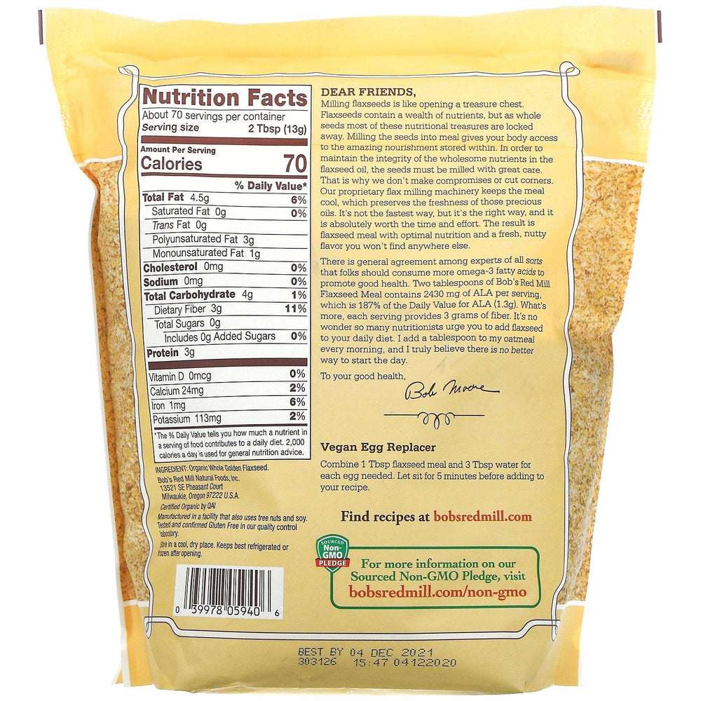 Bob's Red Mill, Organic Golden Flaxseed Meal, 32 oz (907 g) - HealthCentralUSA