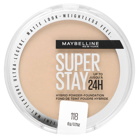 Maybelline, Super Stay, Hybrid Powder-Foundation, 118, 0.21 oz (6 g) - Supply Center USA