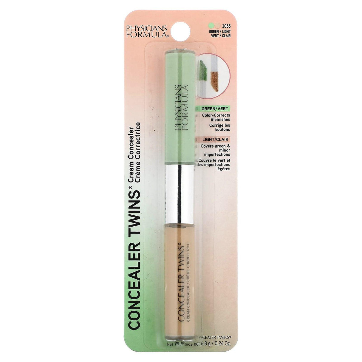 Physicians Formula, Concealer Twins Cream Concealer, Green/Light, 0.24 oz (6.8 g) - Supply Center USA