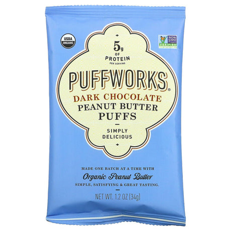 Puffworks, Peanut Butter Puffs, Dark Chocolate, 6 Pack, 1.2 oz (34 g) Each - Supply Center USA