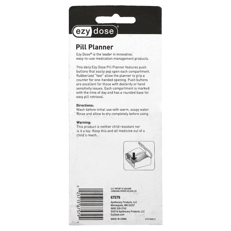 Ezy Dose, Daily AM/PM with Push Buttons Pill Planner, 1 Count - Supply Center USA