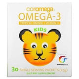 Coromega, Kids, Omega-3, Tropical Orange + Vitamin D, 30 Single Serving Packets, (2.5 g) - Supply Center USA