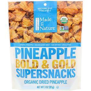 Made in Nature, Organic Dried Pineapple, Bold & Gold Supersnacks, 3 oz (85 g) - Supply Center USA