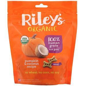 Riley’s Organics, Dog Treats, Small Bone, Pumpkin & Coconut Recipe, 5 oz (142 g) - Supply Center USA