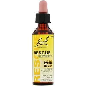 Bach, Original Flower Remedies, Rescue Remedy, Natural Stress Relief, 0.7 fl oz (20 ml) - Supply Center USA