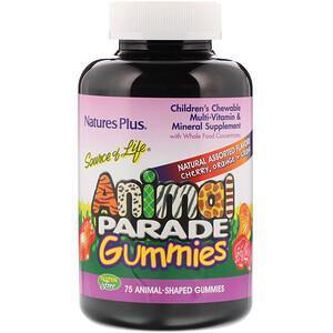 Nature's Plus, Source of Life, Animal Parade Gummies, Children's Chewable, Natural Assorted Flavors, 75 Animal-Shaped Gummies - Supply Center USA