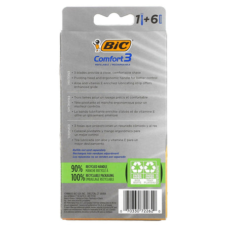 BIC, Comfort 3, 1 Handle, 6 Cartridges - Supply Center USA