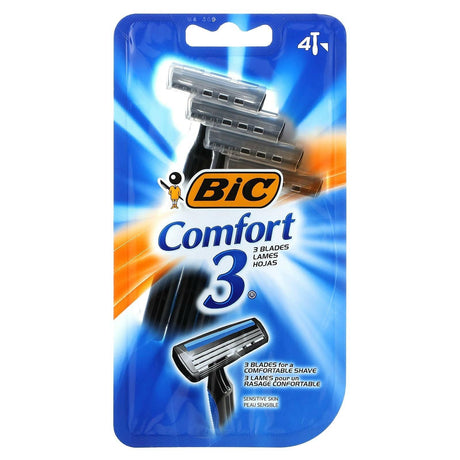 BIC, Comfort 3, Disposable Razors, 4 Razors - Supply Center USA