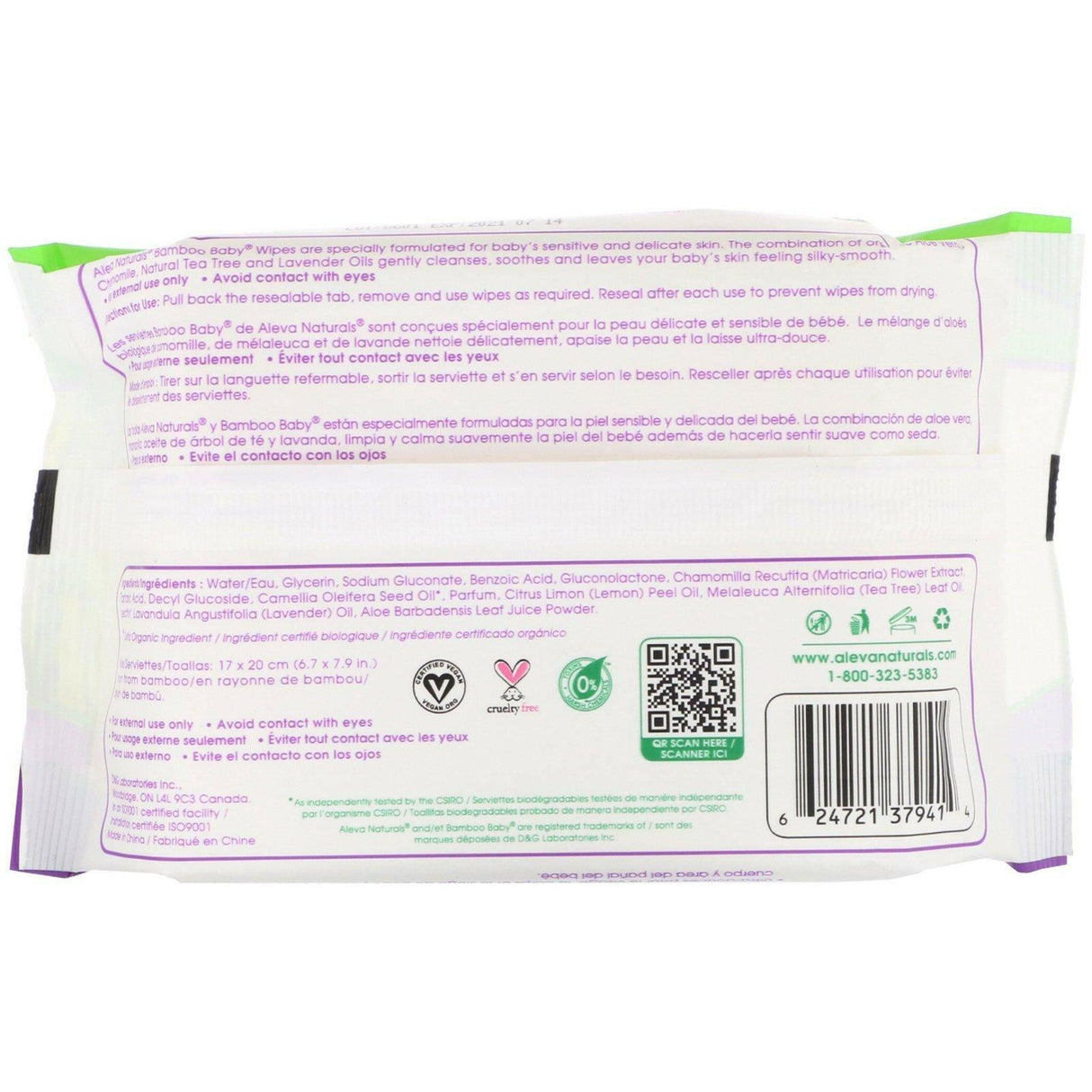 Aleva Naturals, Bamboo Baby Wipes, 30 Wipes - Supply Center USA