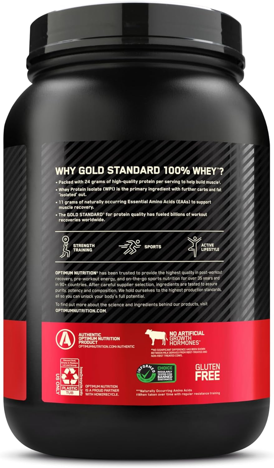 Optimum Nutrition Gold Standard 100% Whey Protein Powder, Double Rich Chocolate, 2 Pound (Packaging May Vary)