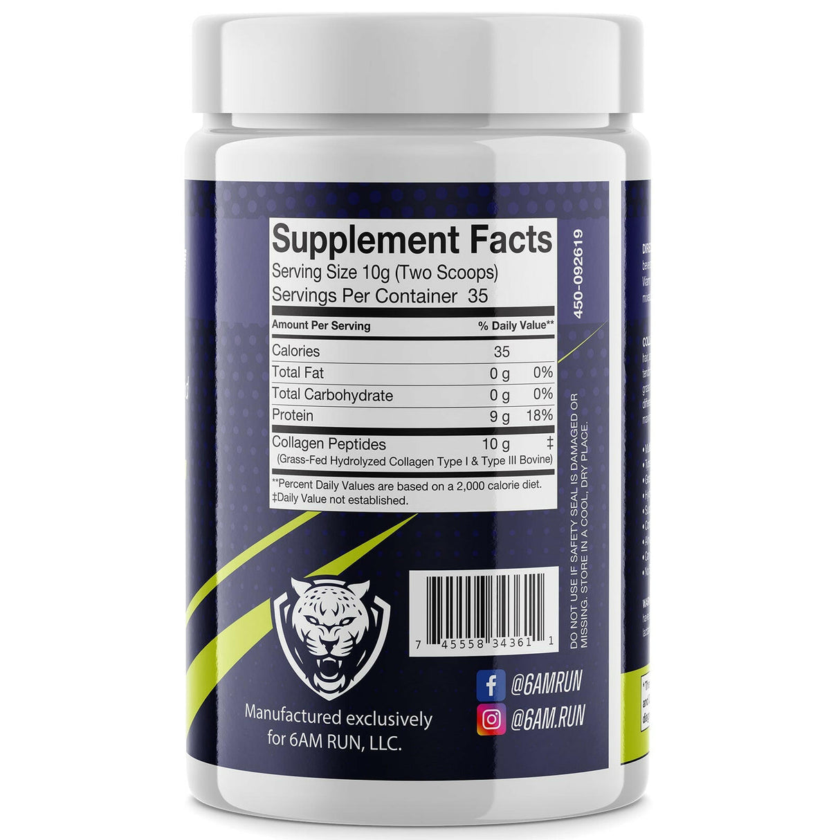 6AM Run, Heel Strike Hydrolyzed Collagen, 12.35 oz (350 g) - Supply Center USA