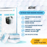 Washing Machine Cleaner Descaler 24 Pack - Deep Cleaning Tablets for HE Front Loader & Top Load Washer, Septic Safe Eco-Friendly Deodorizer, Clean inside Drum and Laundry Tub Seal - 12 Month Supply
