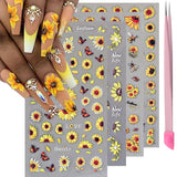 VOTACOS Flower Nail Art Stickers Decals 5D Embossed Nail Decals Spring Summer Daisy Nail Art Design Self-Adhesive Nail Supplies Accessories 3D Flower Nail Stickers for Women Nail DIY Decoration