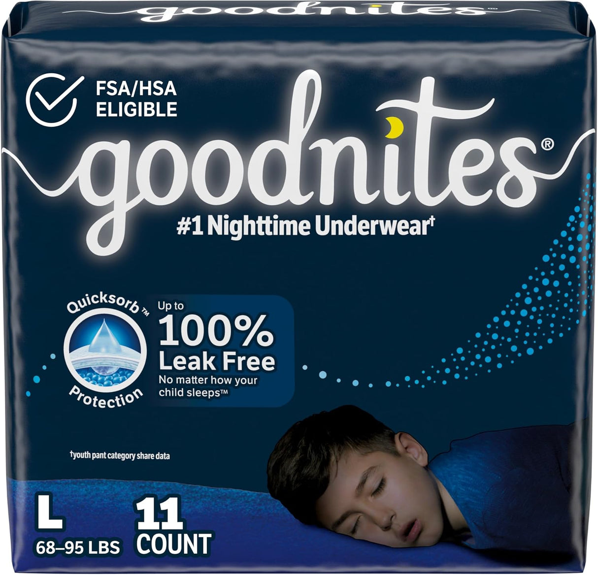 Goodnites Boys' Nighttime Bedwetting Underwear, Size S/M (43-68 Lbs), 44 Ct (2 Packs of 22), Packaging May Vary