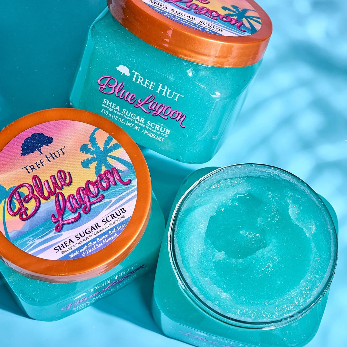 Tree Hut Blue Lagoon Shea Sugar Scrub | Exfoliating Body Scrub Removes Dead, Dry Skin for a Soft & Hydrated Feel | Nourishing Essential Body Care | 18 Fl Oz.