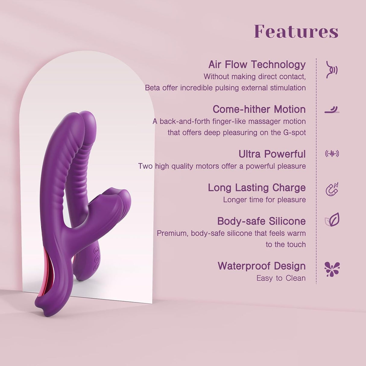 Tracy'S Dog Come-Hither Rabbit Sucking Vibrator for Clitoral G Spot Stimulation, Adult Sex Toys for Women Couple, Vibrating Finger Massager with 3 Suction and 10 Vibration & Come-Hither Modes (Beta)
