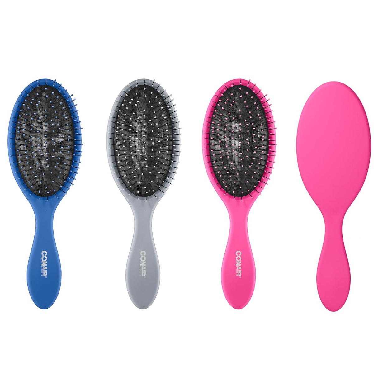 Conair Detangling Hair Brush 3PK - for Wet and Dry Hair - Curly Hair Brush - Hair Brushes for Women - Detangler Brush - Hair Brushes for Women - Evergreen, Blush Pink, Black Assorted