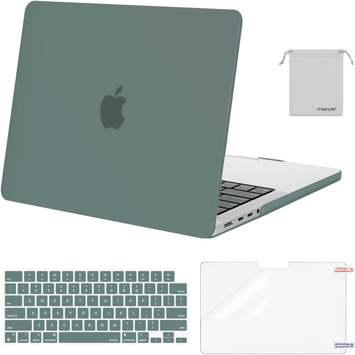MOSISO Compatible with Macbook Pro 14 Inch Case 2024 2023 2022 2021 M4 M3 M2 M1 Pro Max A3112 A3185 A3401 A2918 A2992 A2779 A2442, Plastic Hard Shell&Keyboard Cover&Screen Film&Pouch, Black