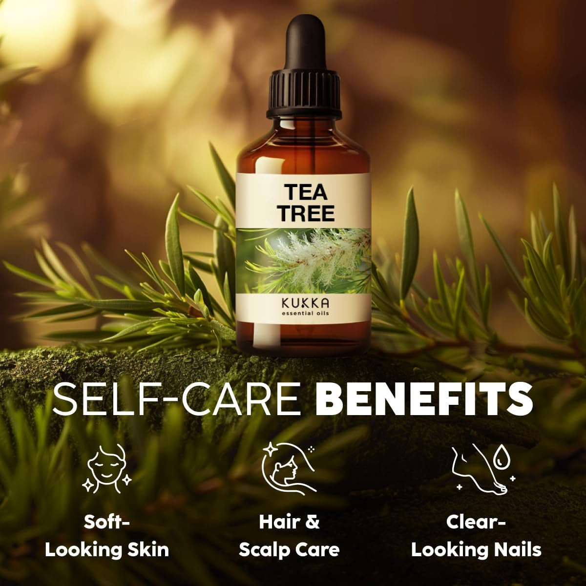 Kukka Tea Tree Oil for Skin, Healthy Hair & Toenails - Huge 4 Fl Oz - 100% Pure Natural Australian Tea Tree Essential Oil - Experience Therapeutic Melaleuca Oil for Scalp, Nails & Soap Making Scent
