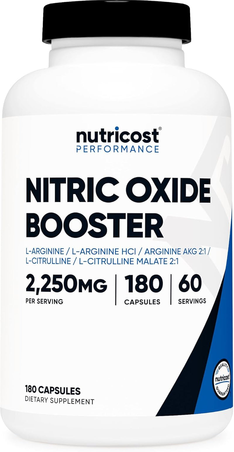 Nutricost Nitric Oxide Booster 2250Mg, 180 Capsules - 750Mg per Casule, 60 Servings - Gluten Free and Non-Gmo