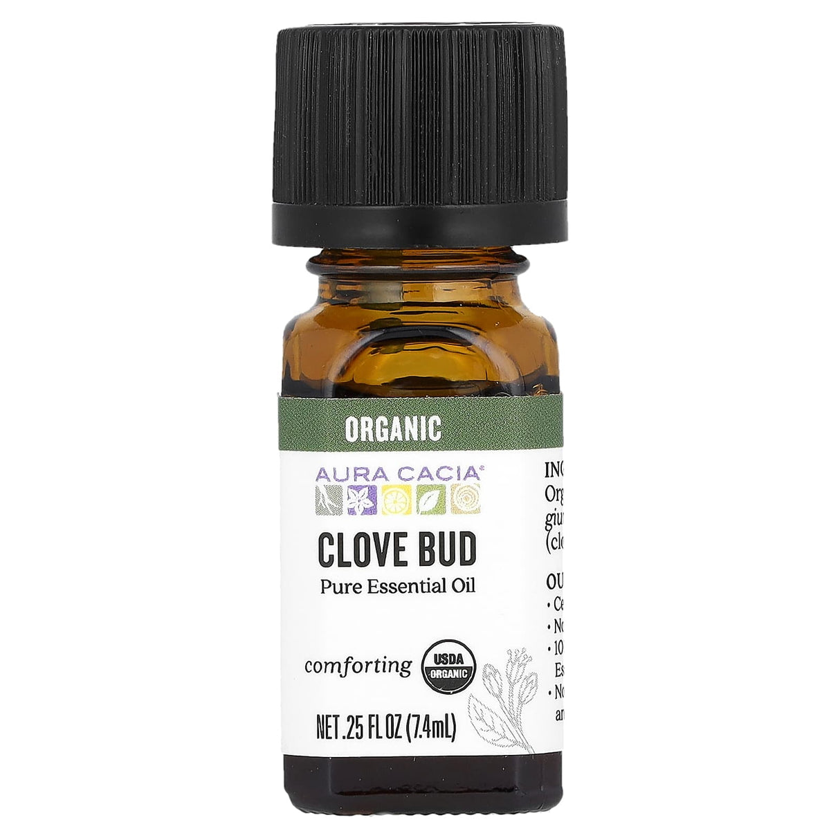 Aura Cacia, Pure Essential Oil, Organic Clove Bud, .25 fl oz (7.4 ml)