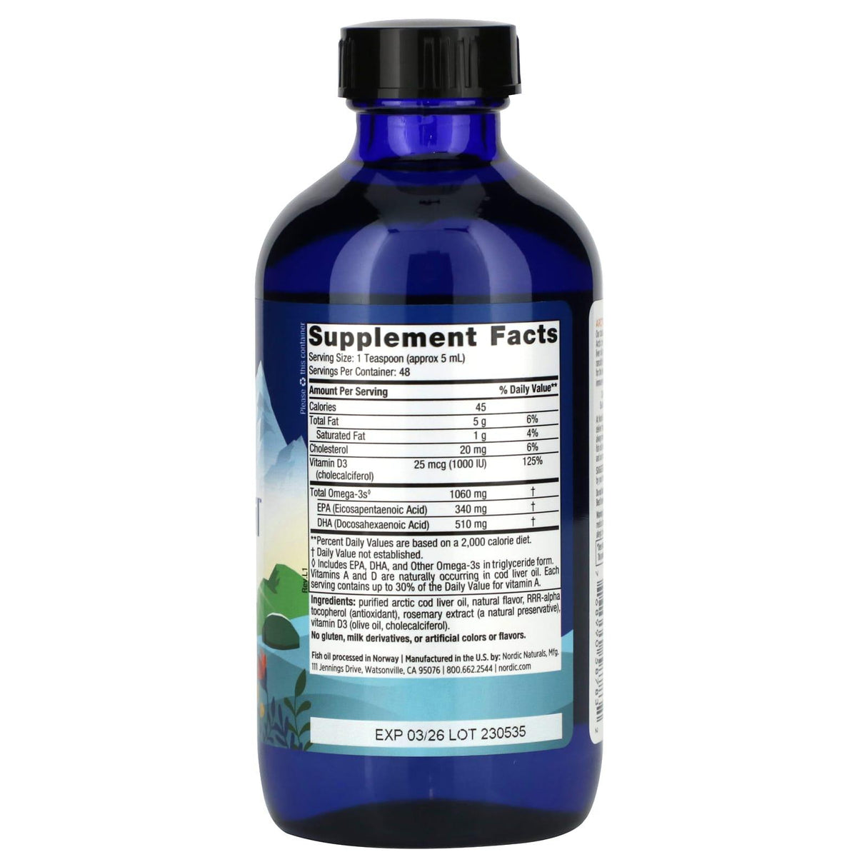 Nordic Naturals, Arctic-D Cod Liver Oil, Lemon, 8 fl oz (237 ml) - Supply Center USA