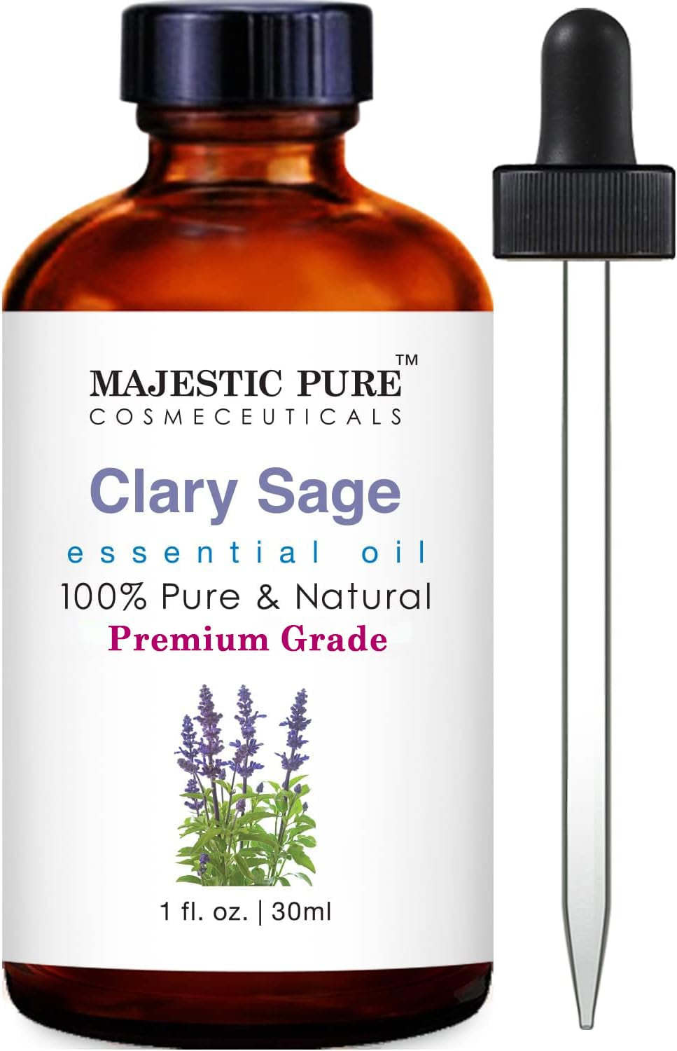 Majestic Pure Lavender Essential Oil with Glass Dropper | 100% Pure and Natural Lavender Oil | Premium Grade Essential Oils for Diffusers, Skin, Aromatherapy, Massage | 4 Fl Oz