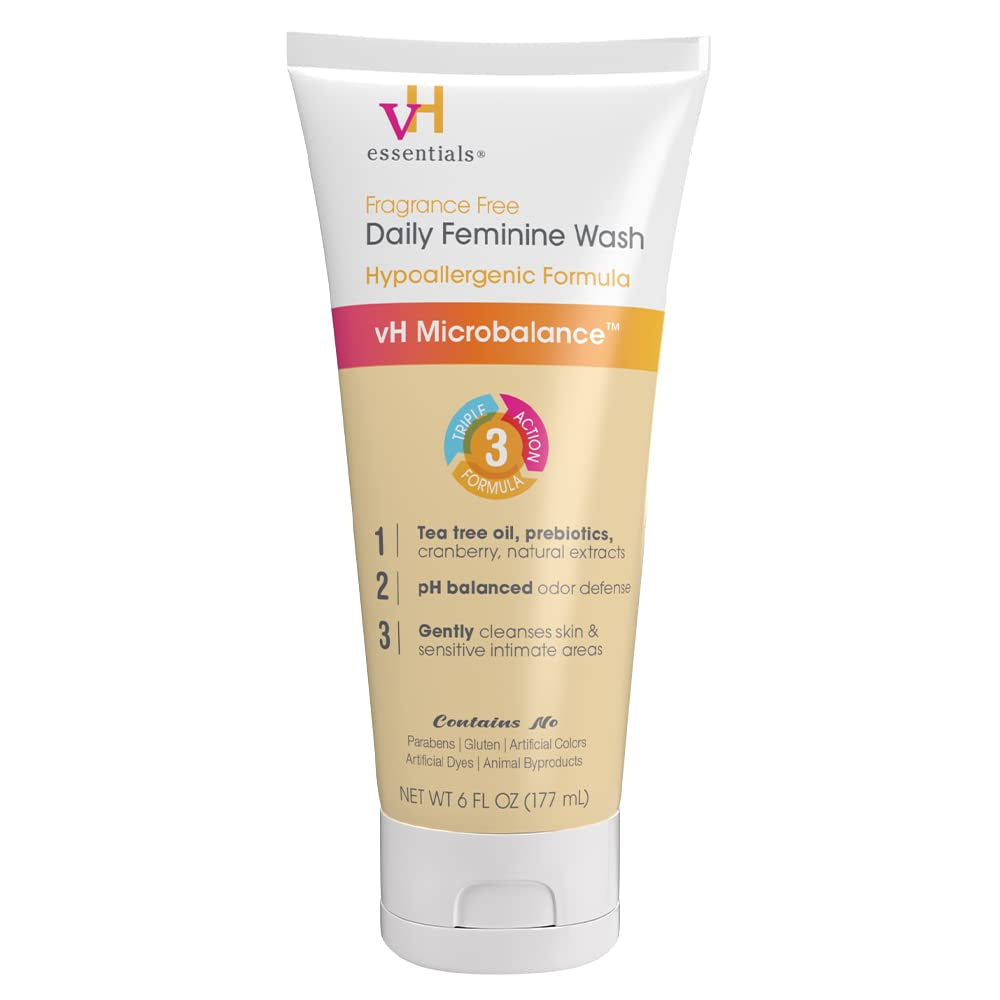 Vh Essentials, Ph Balanced Daily Feminine Wash, Tea Tree Oil & Prebiotic, 6, Fl Oz, (Pack of 1) 54306 Clear