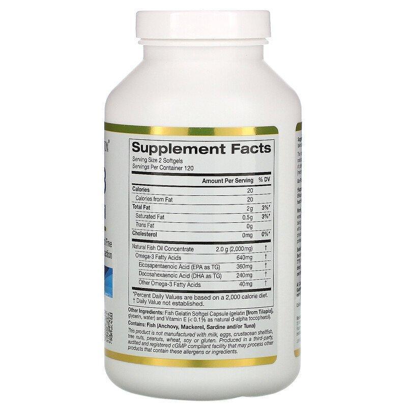 California Gold Nutrition, Omega-3, Premium Fish Oil, 240 Fish Gelatin Softgels - Supply Center USA