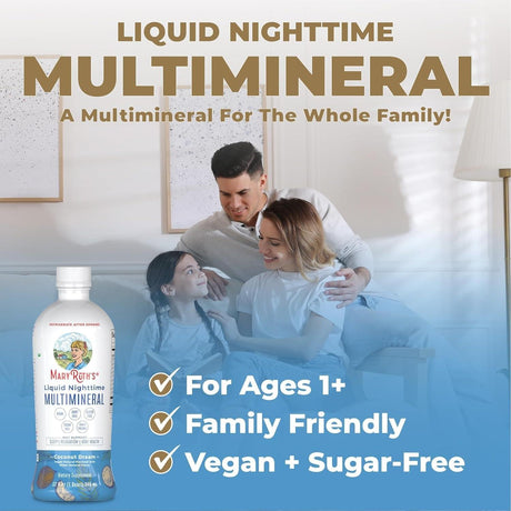 Maryruth Organics Nighttime Liquid Multimineral Sleep Supplement, Sugar Free, Calm Magnesium Citrate Sleep, NO Melatonin, Calcium Magnesium Zinc, 4 Flavors Available, Vegan, Gluten Free, 32 Servings - Supply Center USA