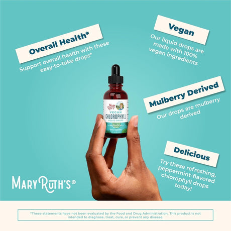 Maryruth'S Chlorophyll Liquid Drops | Clean Label Project Certified® | Vegan | Non-Diluted Liquid Chlorophyll| Mulberry Derived Supplement for Ages 14+ | Non-Gmo | Delicious Minty Flavor | 2 Fl Oz - Supply Center USA