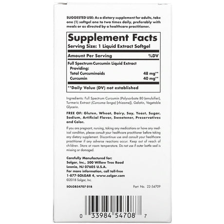 Solgar, Full Spectrum Curcumin, 90 Liquid Extract Softgels - Supply Center USA