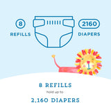 Amazon Brand - Mama Bear Diaper Pail Refills for Diaper Genie Pails, Unscented, 1080 Count (4 Packs of 270 Count)