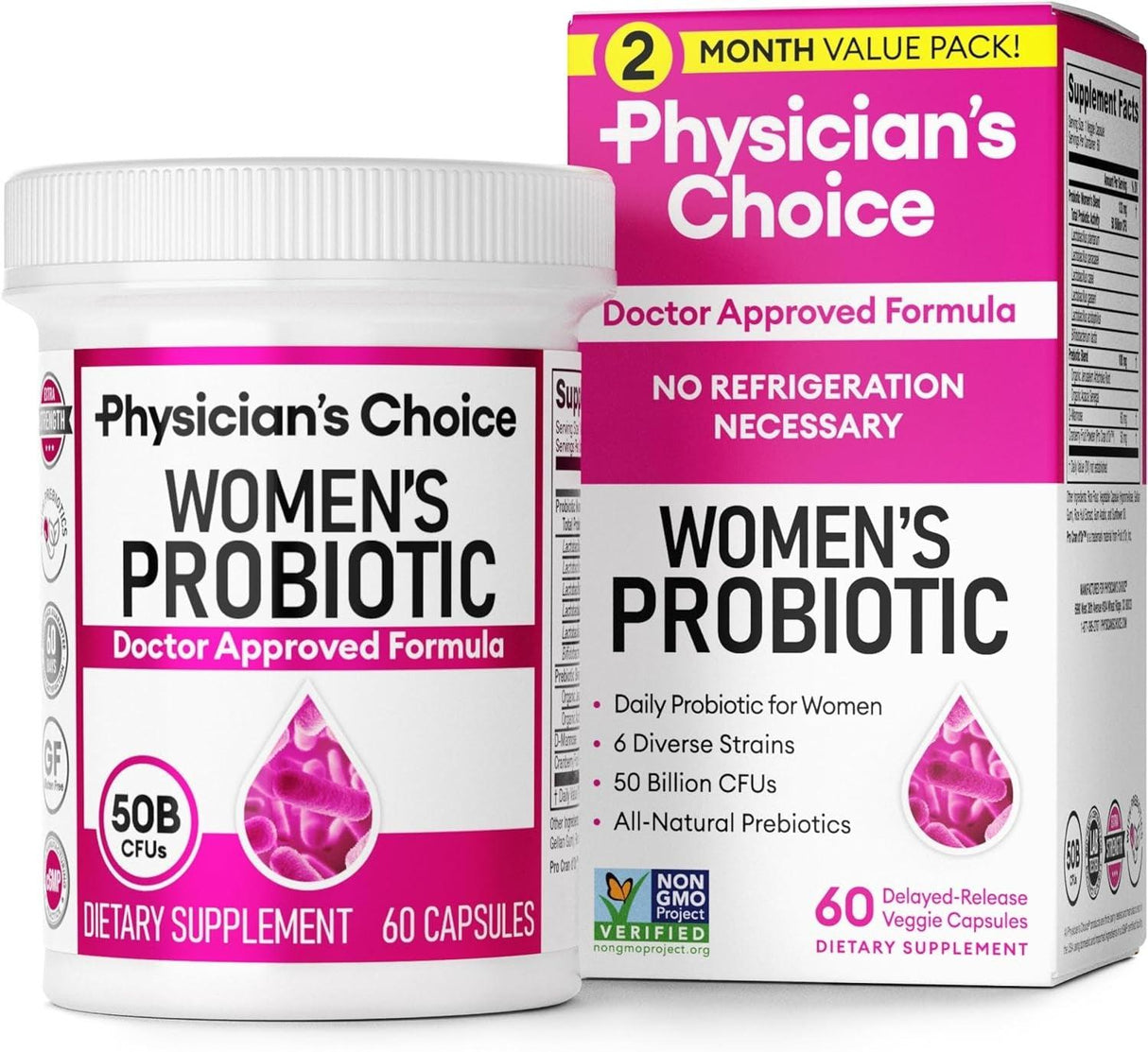 Physician'S Choice Probiotics for Women - PH Balance, Digestive, UT, & Feminine Health - 50 Billion CFU - 6 Unique Strains for Women - Organic Prebiotics, Cranberry Extract+ - Women Probiotic - 30 CT - Supply Center USA