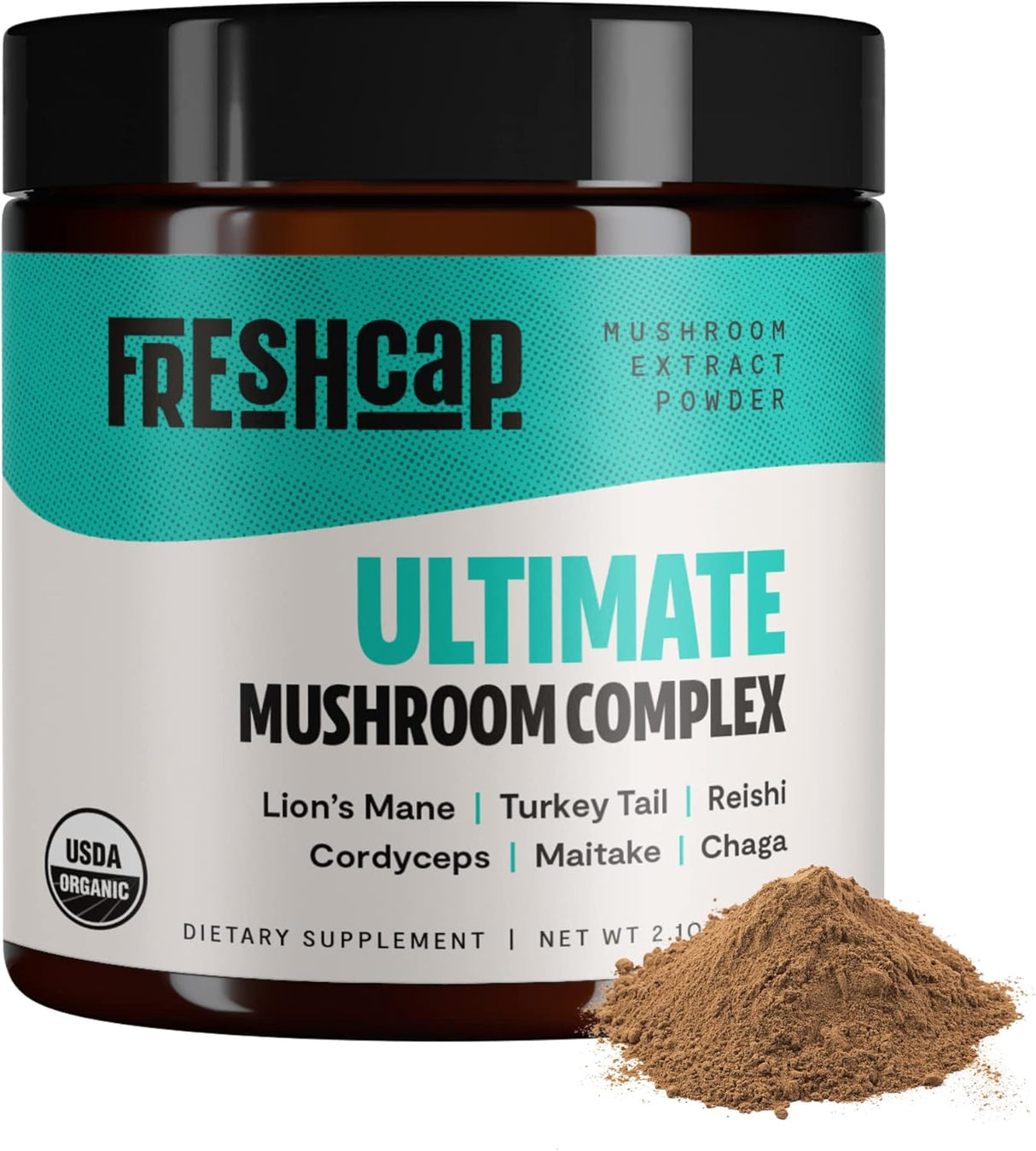 Freshcap Ultimate Mushroom Complex - Ayurveda Lions Mane, Reishi, Cordyceps, Chaga, Turkey Tail, Maitake - Immune Support & Nootropic Supplements for Immunity, Energy, Memory & Focus (120 Capsules)