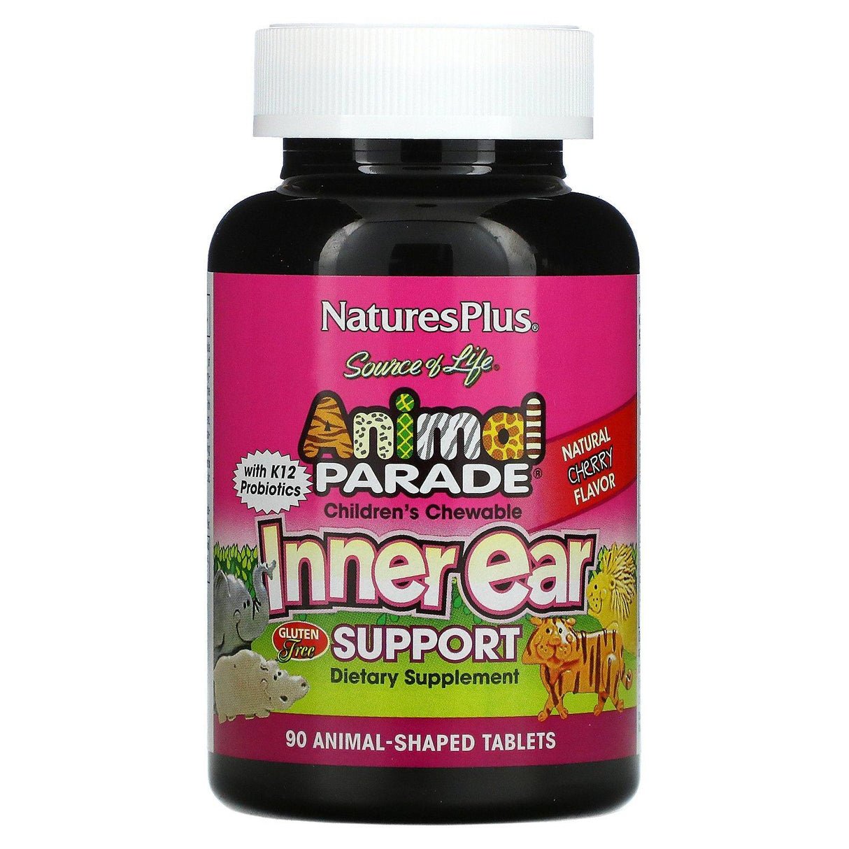 Nature's Plus, Source of Life, Animal Parade, Children's Chewable Inner Ear Support, Natural Cherry, 90 Animals-Shaped Tablets - Supply Center USA