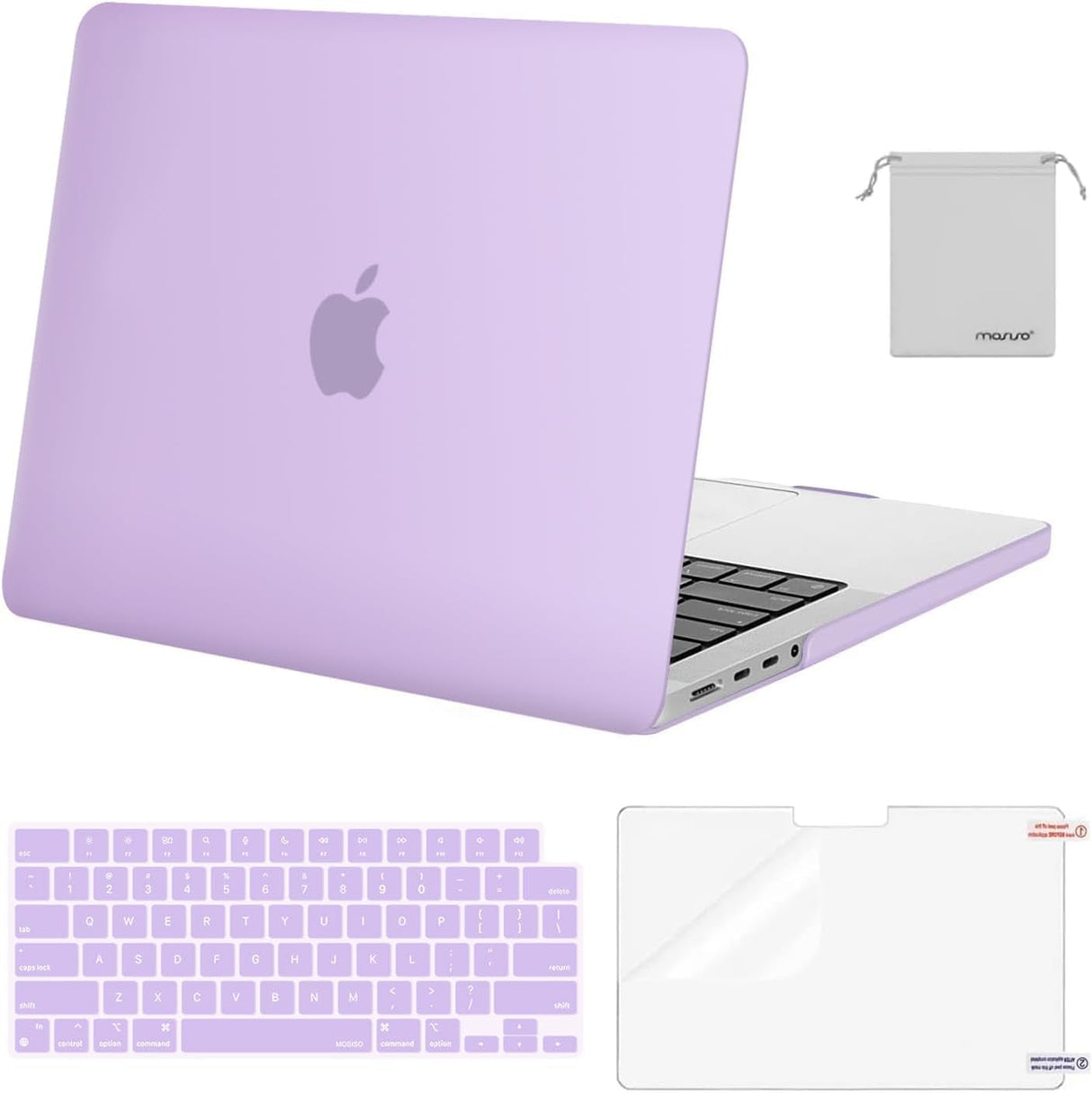 MOSISO Compatible with Macbook Pro 14 Inch Case 2024 2023 2022 2021 M4 M3 M2 M1 Pro Max A3112 A3185 A3401 A2918 A2992 A2779 A2442, Plastic Hard Shell&Keyboard Cover&Screen Film&Pouch, Black