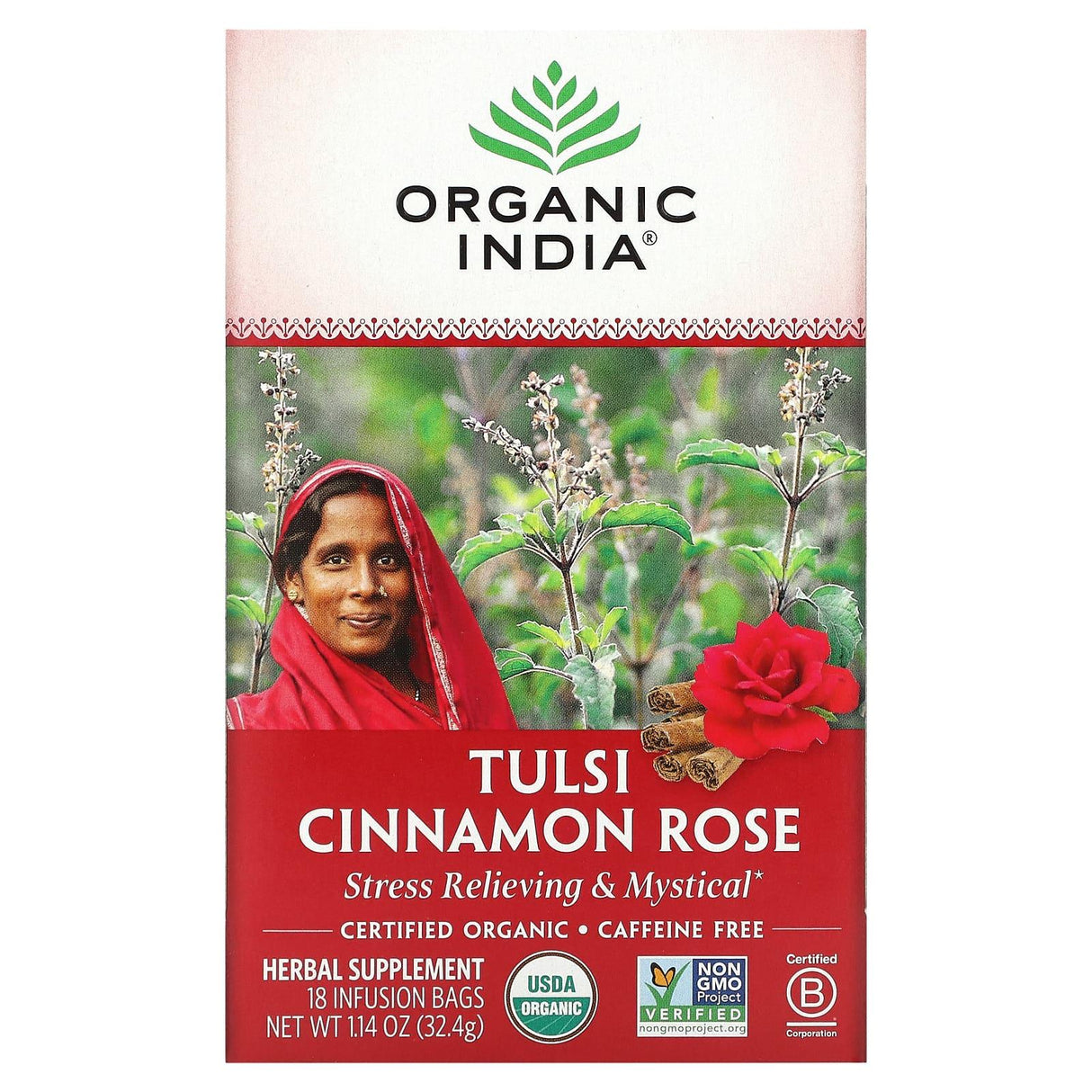 Organic India, Tulsi Tea, Lemon Ginger, Caffeine-Free, 18 Infusion Bags, 1.27 oz (36 g) - Supply Center USA