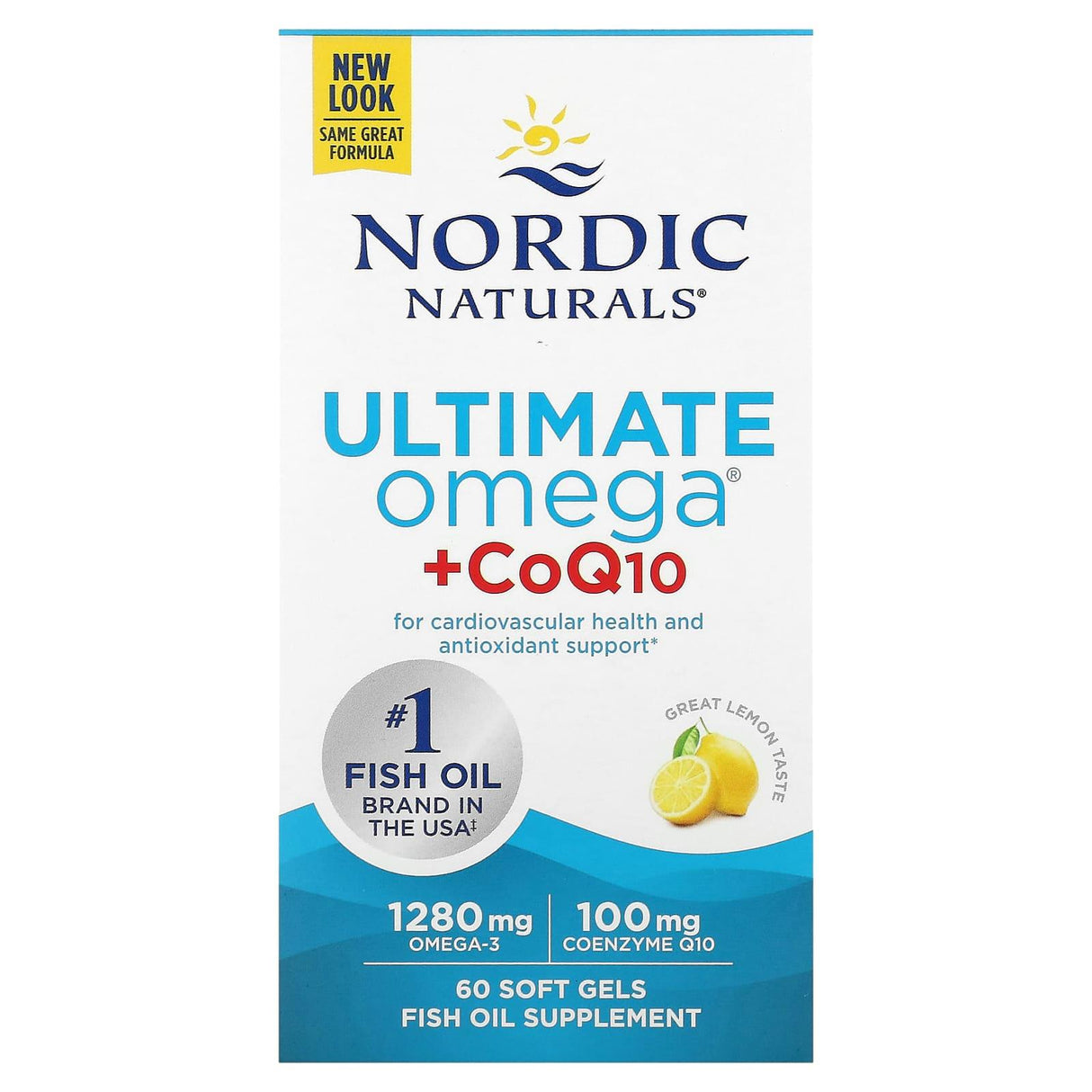 Nordic Naturals, Ultimate Omega + CoQ10, Lemon, 640 mg, 120 Soft Gels - Supply Center USA