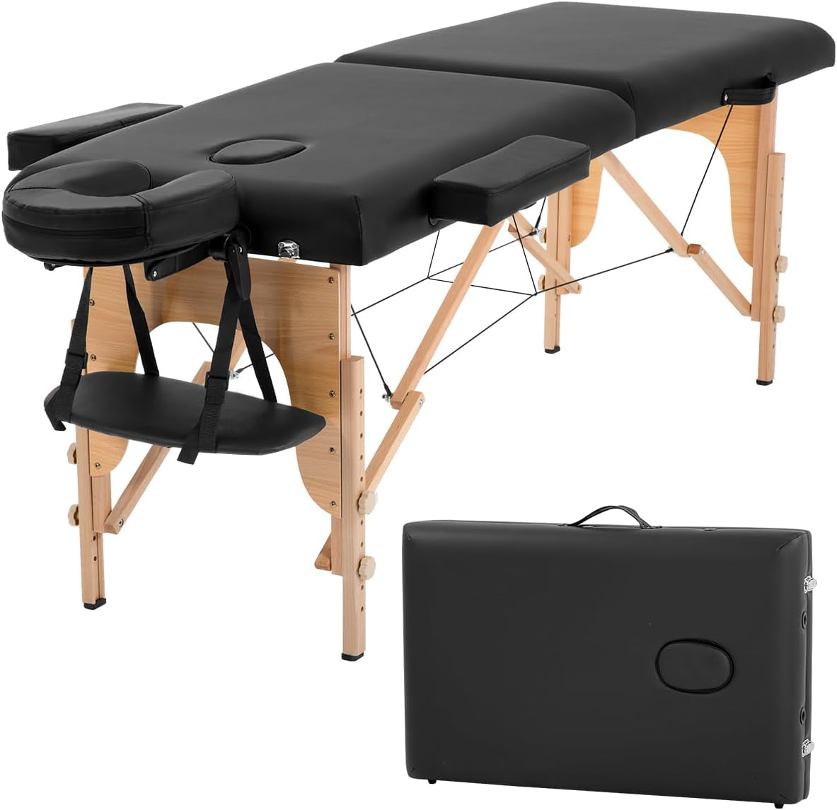 Bestmassage Massage Table Portable Massage Bed Lash Bed 28 in Wide Spa Bed Hight Adjustable 2 Fold Spa Bed Facial Cradle Salon Bed with Non-Woven Bag for Spa Footmassage Facial Carespa Tattoo