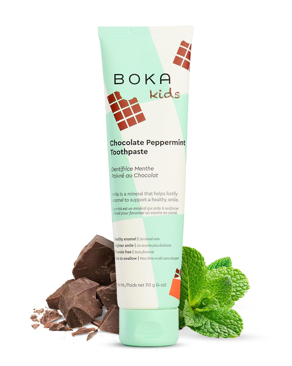 Boka Fluoride Free Toothpaste Nano Hydroxyapatite, Helps Remineralize, Appropriate for Sensitive Teeth, Whitening - for Adult, Kids Oral Care - Ela Mint Flavor, 4 Fl Oz 1Pk US Manufactured
