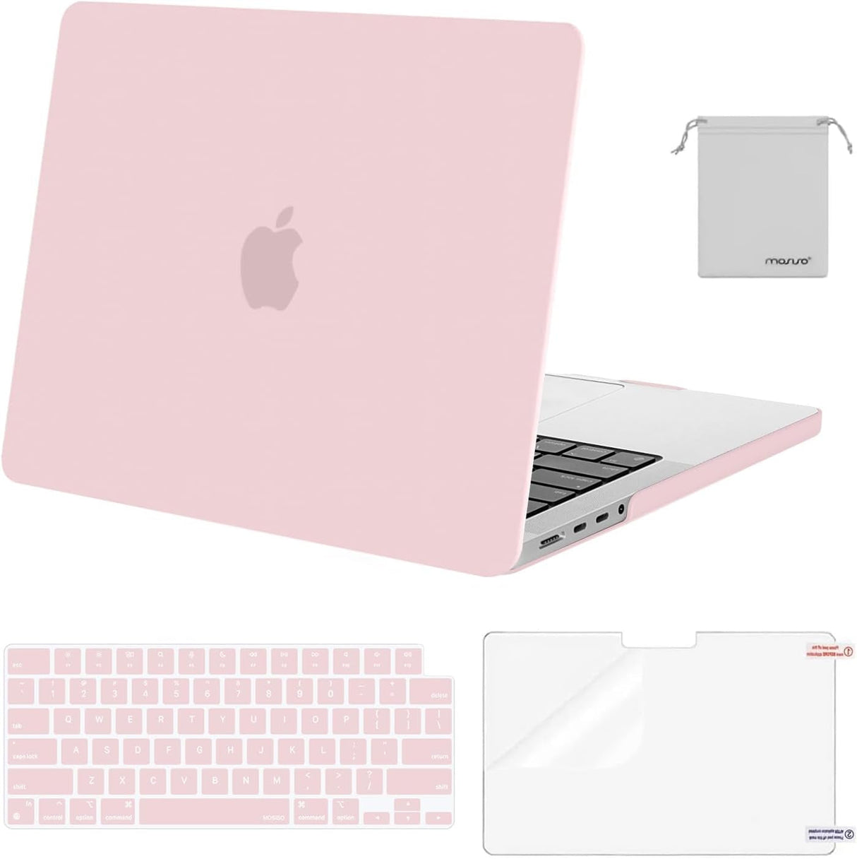 MOSISO Compatible with Macbook Pro 14 Inch Case 2024 2023 2022 2021 M4 M3 M2 M1 Pro Max A3112 A3185 A3401 A2918 A2992 A2779 A2442, Plastic Hard Shell&Keyboard Cover&Screen Film&Pouch, Black