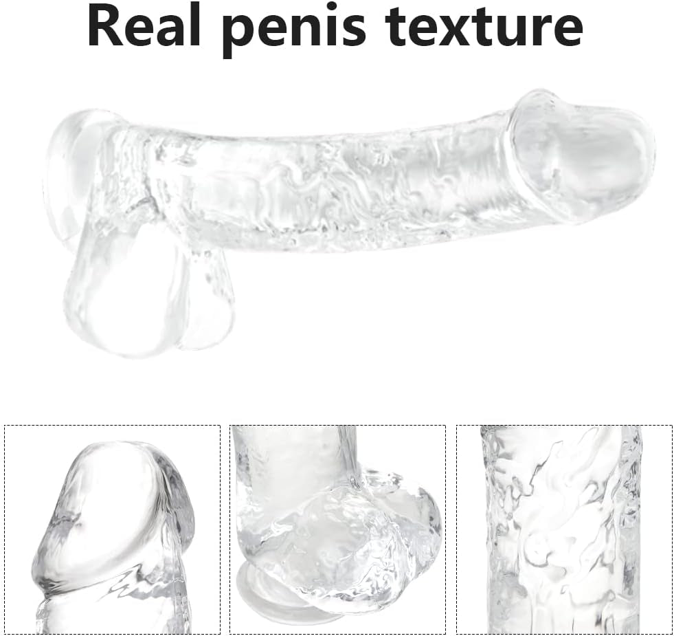 Small Realistic Clear 6 Inch Cute Dildo,Adult Sex Toy with Suction Cup Dildo, Suitable for Beginner Women/Men/Gay with Thin and Slim Poke, Can Be Use for G-Spot and Anal