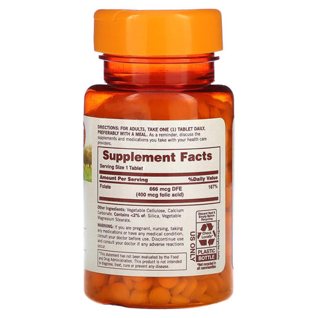 Sundown Naturals, Folate, 666 mcg DFE, 350 Tablets - Supply Center USA