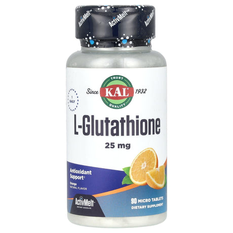 KAL, L-Glutathione, Orange, 25 mg, 90 Micro Tablets - Supply Center USA